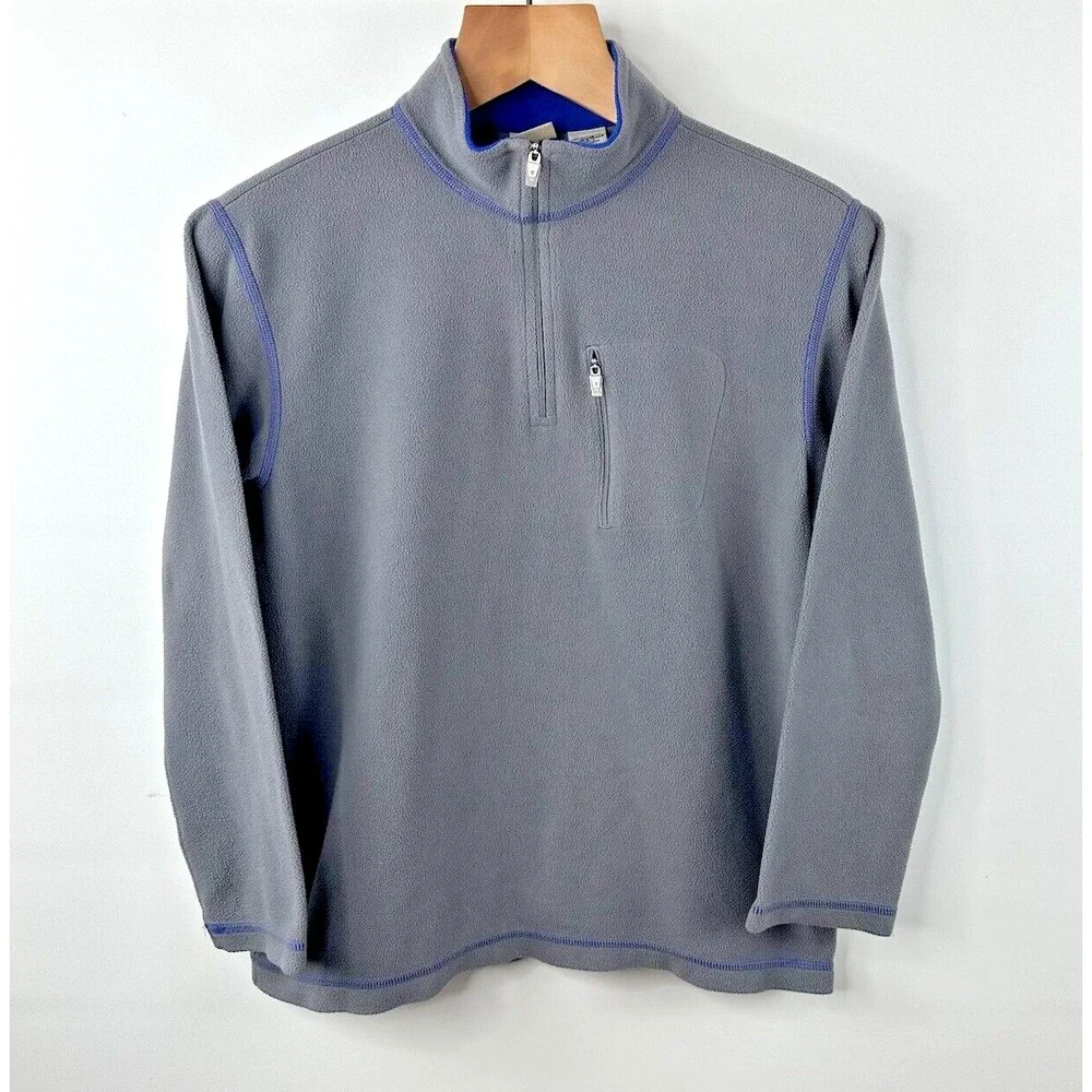 L.L. Bean Boys XL 18 Gray Blue Quarter Zip Fleece Pullover Jacket‎ Layering
